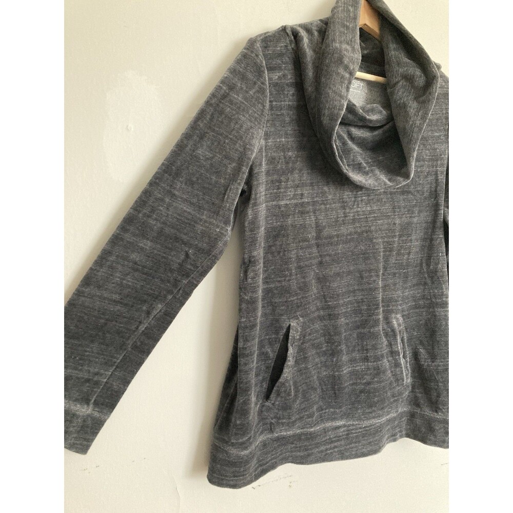 LOFT Ann Taylor Bundle of Tops LARGE Velour Cowl Neck & Open Knit Sweater Gray - Picture 2 of 16